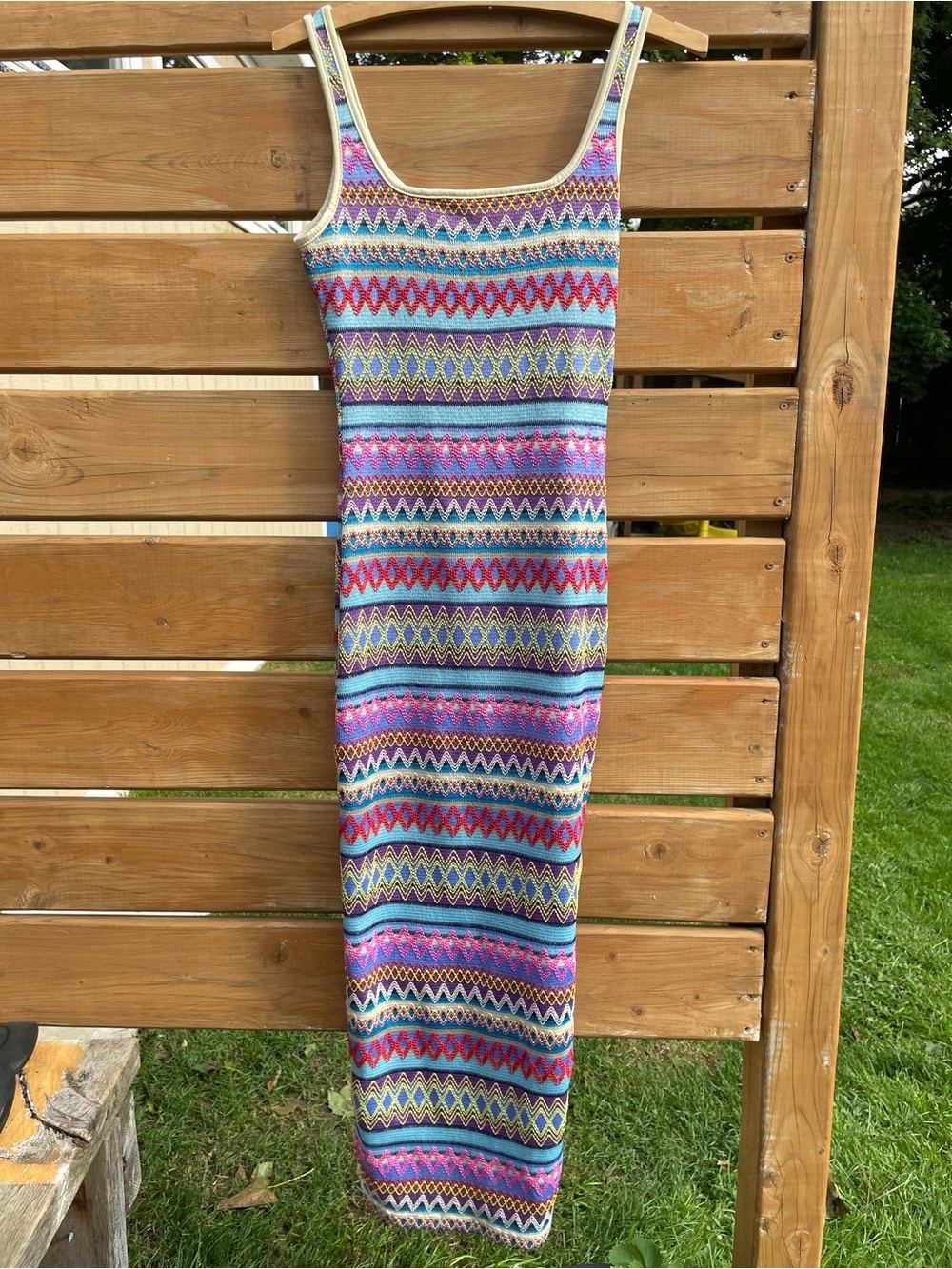 SHEIN Multicolor Striped Geo Knit Maxi Dress